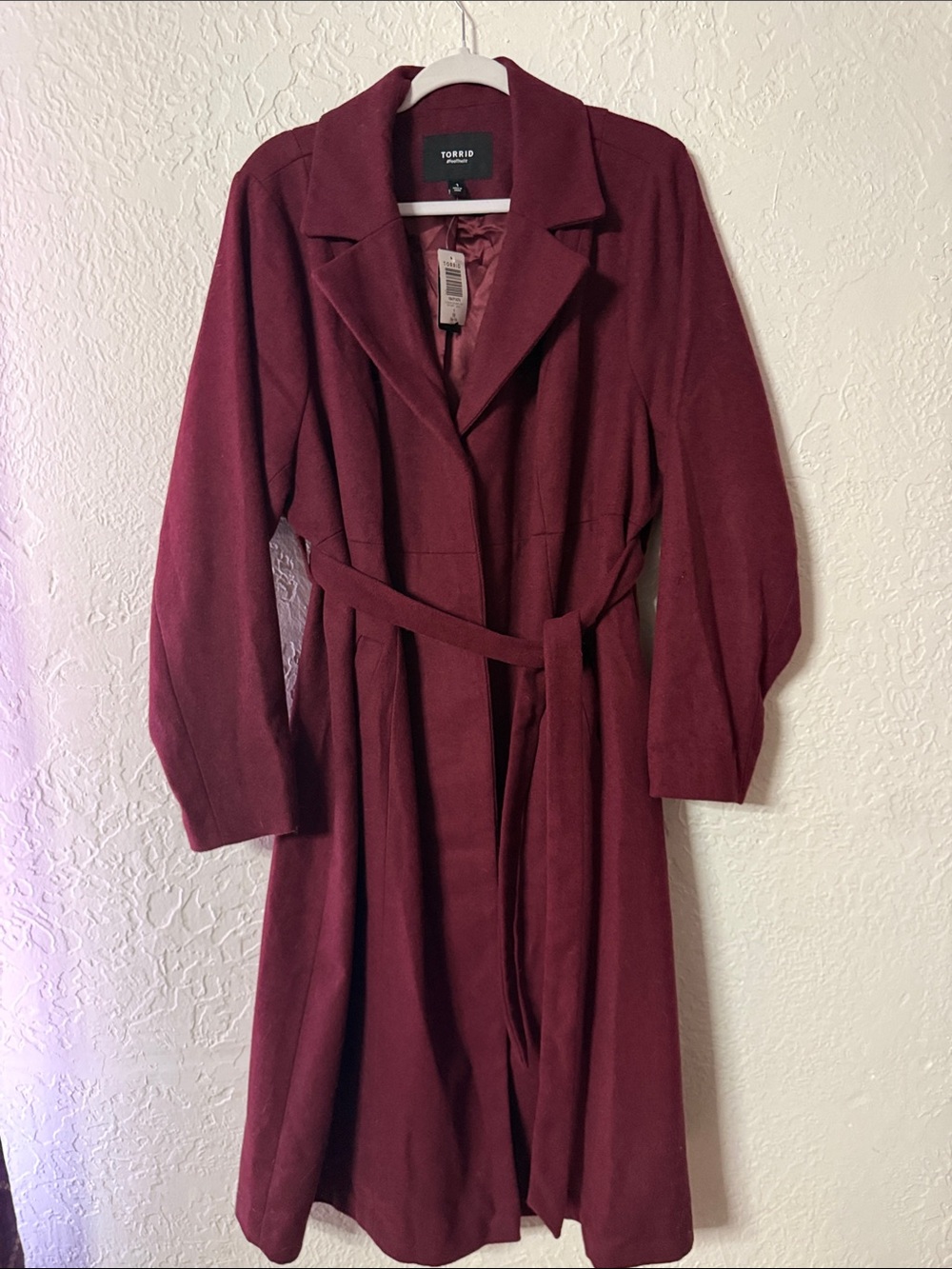 torrid Wine-Red Belted Trench Coat